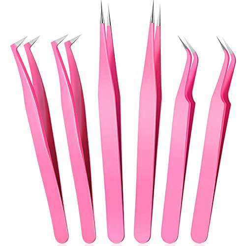 6 Pcs Lash Tweezers Extensión De Pestañas Tweezers, 7c3ym