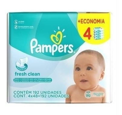 Pampers Fresh Clean Lenços Umedecidos Para Bebês 192 Un