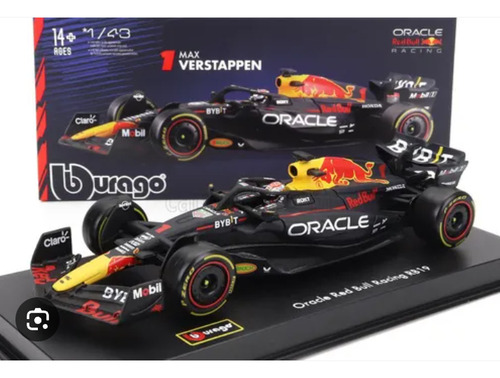 Auto Bburago F1 Red Bull #1 Max Verstappen, Esc. 1/43 Casco En Caja Acrílica