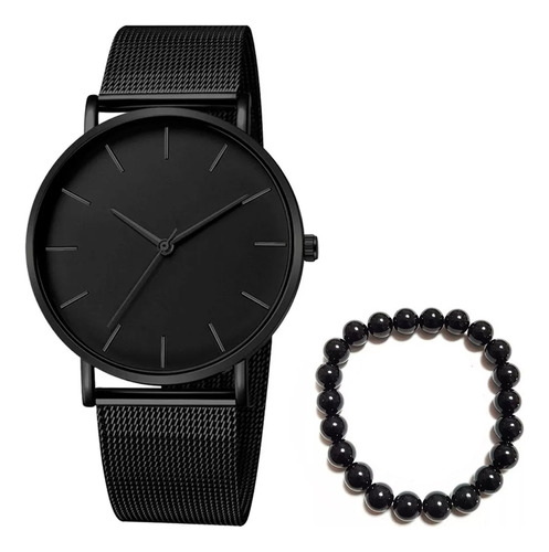 Reloj Negro Minimalista Acero Inoxidable Elegante