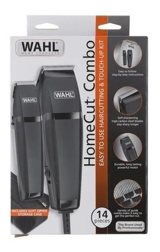 Imagen 3 de 5 de Cortadora De Pelo Wahl Homecut + Patillera Combo 14 Piezas