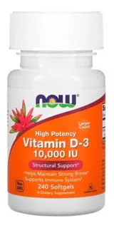 Vitamina D3 10.000 Ui 240softgel Now Foods Vit D3 Importada