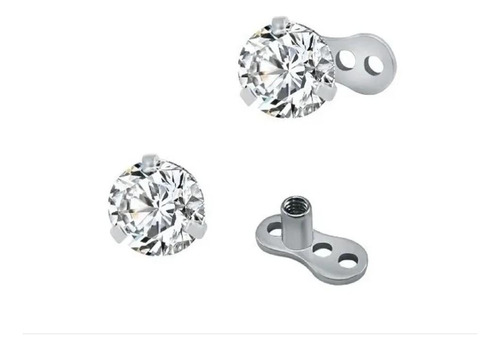 Piercing Microdermal Zirconia Pedra Cristal 5mm Aço