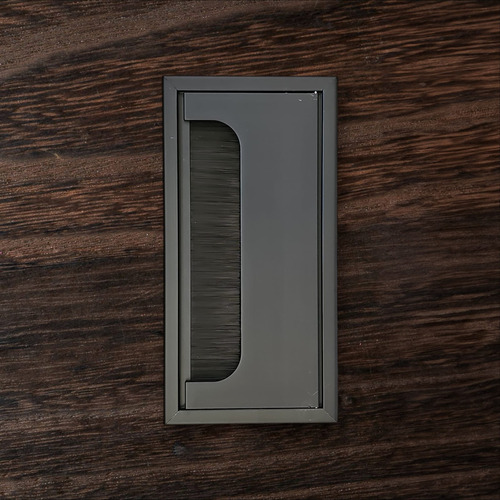 Pasacables Negro Rectangular Para Escritorio 160x80mm