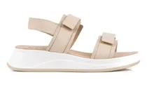 Comprar Sandalias Mujer Batistella Livianas Cuero Beige Con Velcro
