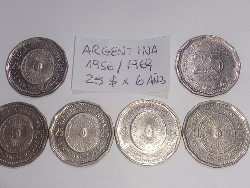 Monedas 25 Pesos Argentina 1956/69  Serie X 6