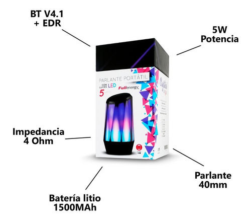 Parlante Portátil 5w Luces Led Usb Bluetooth Manos Libres
