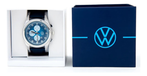 Relógio De Pulso Vibrant Power Corporate Volkswagen Cor Da Correia Azul Cor Do Bisel Azul Cor Do Fundo Azul-claro