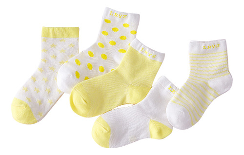 Pack De 5 Calcetines De Algodón Amarillos Unisex Para Niños