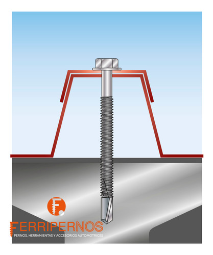 Tornillo Autoperf. Hexagonal #14 X 5 Pta Broca P/techo 5un