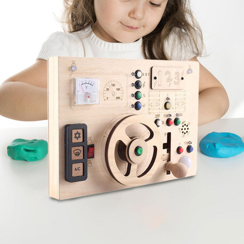 Tablero Sensorial De Madera Con Interruptor De Botón,