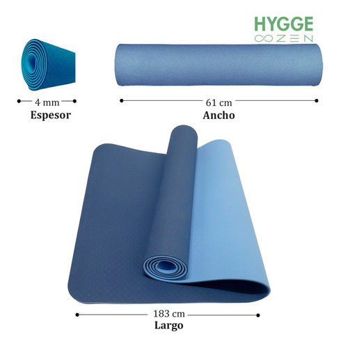 Imagen 2 de 10 de Mat Yoga Colchoneta Bicolor Pilates Fitness Tpe 4mm + Funda