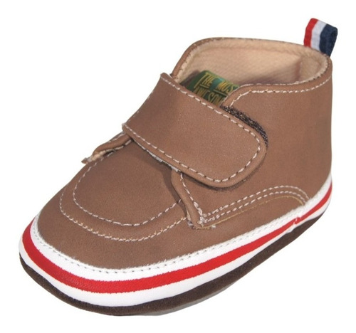 Zapatitos Piel Suaves Bebé Niño Kc 91902 Café Velcro 10-12