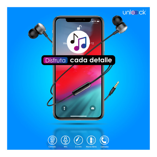 Audífonos In-ear 3.5mm Micrófono Manos Libres Unlock