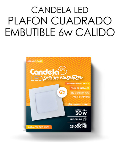 Panel Plafon Led Empotrable Embutir Cuadrado 6w X 5 Unidades
