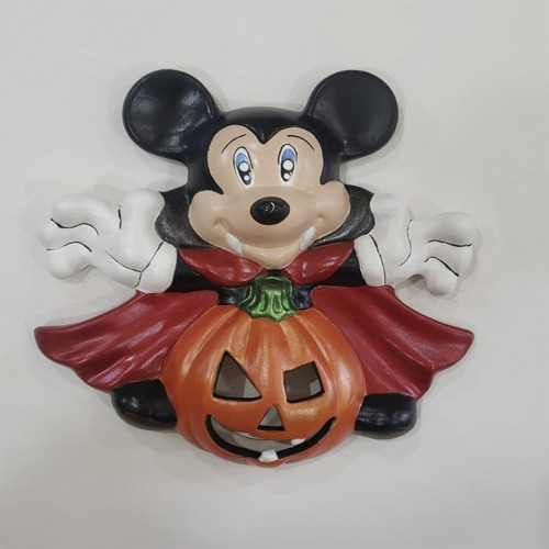 Figura D Pared Artesanal Cerámica Calabaza Mickey Halloween 