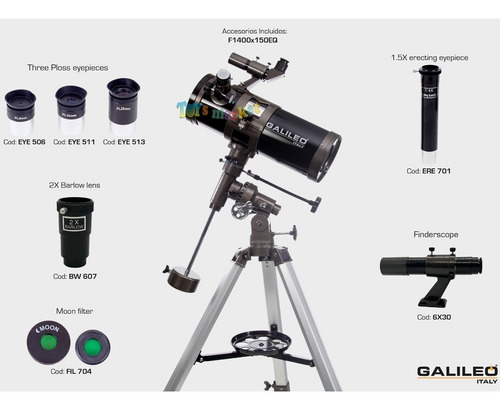 Imagen 4 de 8 de Telescopio Galileo Ecuatorial 1400x150 Reflector Aument 430x