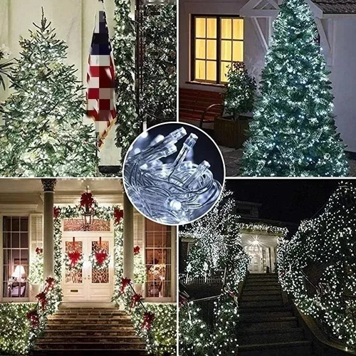 Serie Navideña 400 Luces Led Blanco Frio Árbol De Navidad