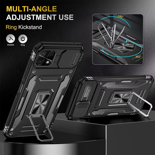 Funda Uso Rudo Cámara Para Redmi 10c/poco C40 Carcasa+mica Negro Redmi 10c/xiaomi Poco C40