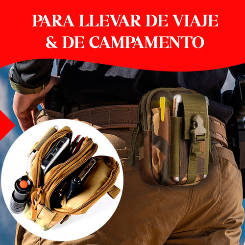 Bolso Cintura Canguro Táctico Cinturón Molle Celular Pouch Marrón