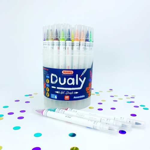 Brush Art Manny Dualy Punta Brush Y Fina 48 Colores -oferta