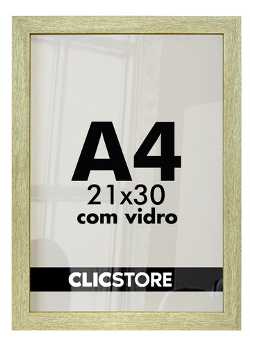 Kit 4 Moldura A4 Quadro 21x30 Certificado Vidro Diploma Sala Cor Carvalho