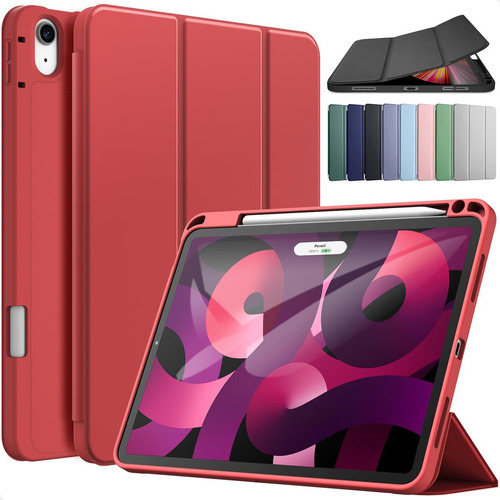 Capa Case P/ iPad Air 6 11pol M2 2024 C/ Suporte Caneta Cor Vermelho