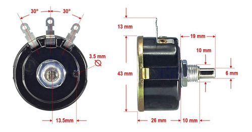 Potenciómetro Reóstato De Bobina De Alambre 330 Ohms 5 W