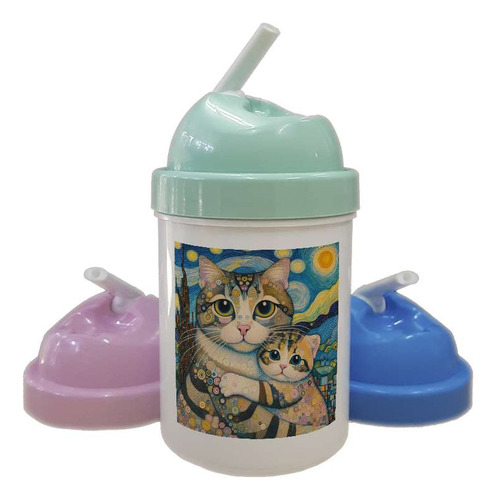 Cantimplora Gato Van Gogh Con Su Bebe Pintura Baby