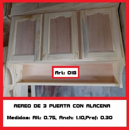 Mueble Aereo  Para La Cocina Madera Maciza De Pino