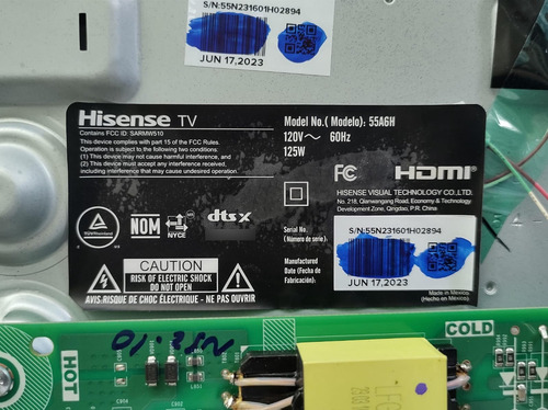 Tarjeta Main Hisense 55a6h / Rsag7.820.12970/roh (Usado)