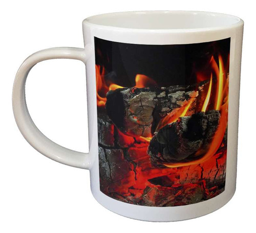 Taza De Plastico Fuego Leña Carbon Brasas Calor Caliente