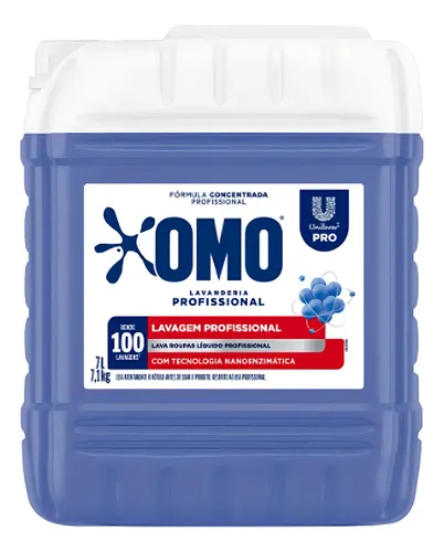 Lava Roupas Líquido Omo Lavanderia Profissional Lavagem 7l