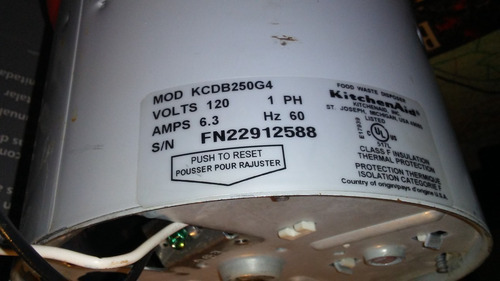 Imagen 2 de 5 de Motor Para Triturador De Desperdicios Kitchen Aid 1/2hp