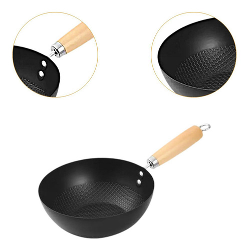 Sartén Wok De Fondo Plano, Olla De 20cm, Antiadherente Sin