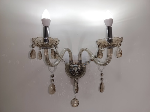 Candil De Pared Cristal D'gala Iluminación Dg9014 De 2 Luces Estructura Champagne