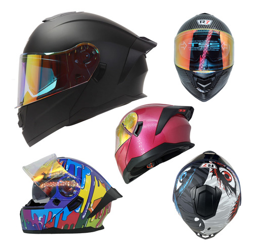 Casco Abatible Certificado Mica Night Vision + Luz Led Ks1