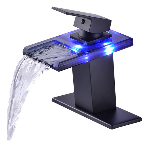 Qeemee Grifo Lavabo Baño Luz Led 3 Color Cambiante Cascada