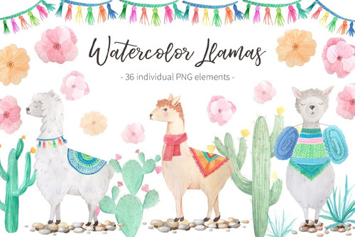 Clipart Llamas Watercolor Png