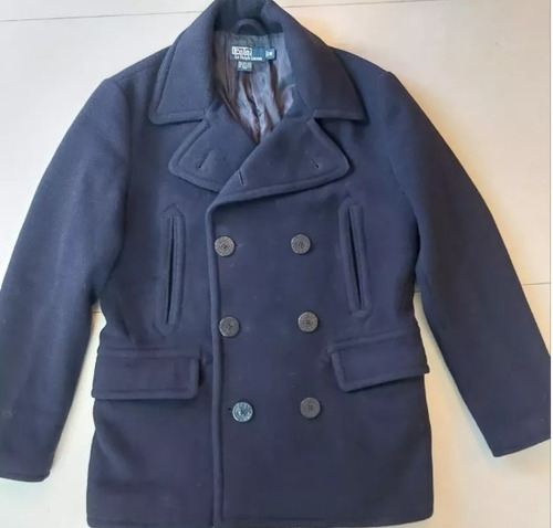 Abrigo Ralph Lauren Pea Coat , Blue Navy ; Lana , Medium