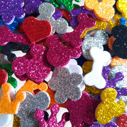 100 Adesivos Pet Lacinhos Piercings Eva Glitter Para Petshop Cor Sortidas Variados