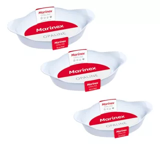 3 Travessas Assadeiras Oval Opaline 0,6/1,0/1,4lt Marinex