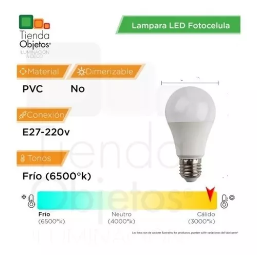 Lampara Foco Bulbo Led 10w E27 220v Fotocelula Luz Fría