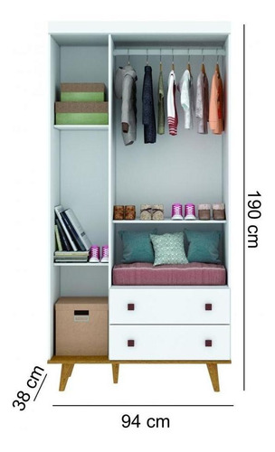 Imagem 4 de 6 de Quarto Bebê Retrô Camila Berço Guarda-roupa Cômoda Branco