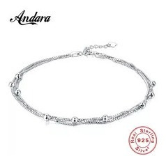 Tobillera De Plata De Ley 100% Para Mujer, Accesorio De Moda