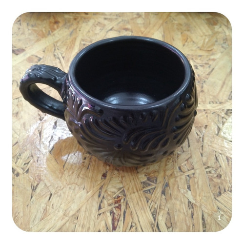 Imagen 3 de 3 de Tarro Chocolatero Ch De Talavera Poblana Negro Mate 280 Ml