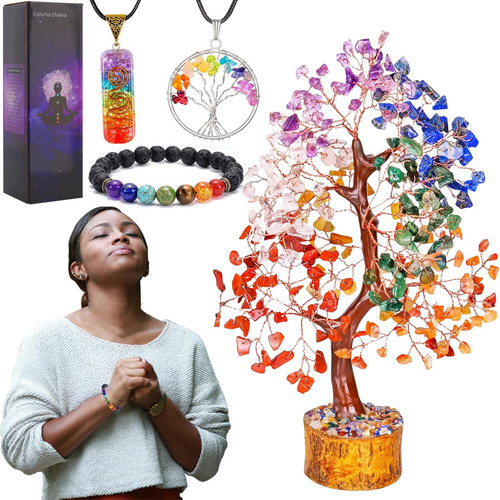 Árbol De Cristal De Siete Chakras, Collar Del Árbol De La