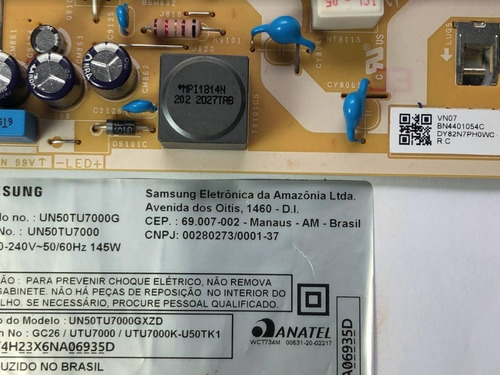 Imagem 2 de 4 de Placa Da Fonte Tv Samsung Un50tu7000g - C/ Nota Fiscal