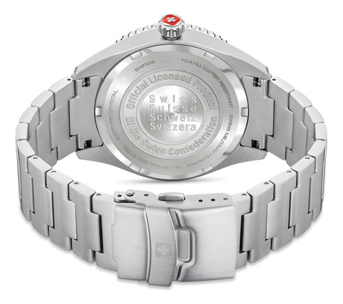 Reloj Swiss Military Smwgh2101005 Para Hombre Cristal Zafiro Color de la malla Plateado Color del bisel Azul Color del fondo Azul