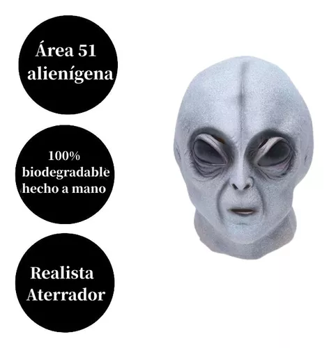 Máscara Alien Extraterrestre Gris Látex Disfraz Halloween GENERICO